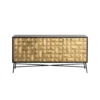 Chest of drawers on black metal legs, gold geometric front, glamour style, exclusive