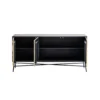 Chest on black metal legs, gold geometric front, glamour style, unique