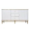 FLuted chest of drawers, white, gold metal details, sintered stone top, glamour style