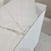 FLuted chest of drawers, white, gold metal details, sintered stone top, glamour style, for living room