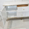 FLuted chest of drawers, white, gold metal details, sintered stone top, glamour style, unique