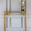 CONSOLE Astoria brass and black with shelf, glamour style