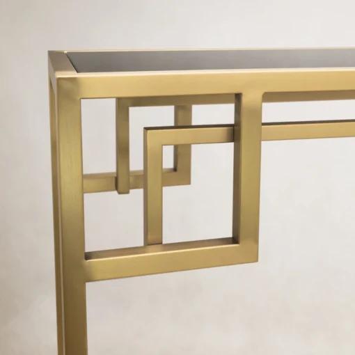 CONSOLA Astoria brass and black with shelf, glamour style, for hallway
