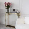 CONSOLA Astoria gold black with shelf, glamour style, narrow