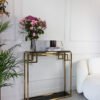 CONSOLA Astoria gold black with shelf, glamour style, high gloss