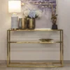 CONSOLA BRISTOL gold glass with shelf modern classic style, modern