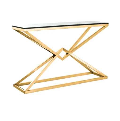 CONSOLA GRAND gold frame, glass top, electroplated, beautiful