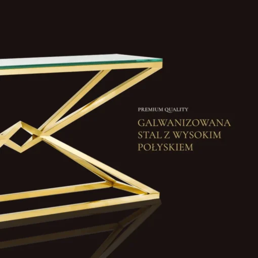 CONSOLA GRAND gold frame, glass top, electroplated, unique