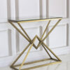 Grand brass console, narrow, glass top, glamour style