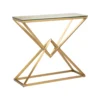 CONSOLA Grand brass, narrow, glass top, glamour style, exclusive
