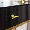 CONSOLVE with one drawer, gold frame, black body in high gloss, glamour style, exclusive