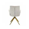 Swivel chair with light beige chenille fabric, gold base, modern, exclusive