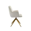 Swivel chair with light beige chenille fabric, gold base, modern, beautiful
