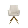 Swivel chair with light beige chenille fabric, gold base, modern, unique