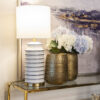 Coastal table lamp ceramic base, brass details, Hamptons style