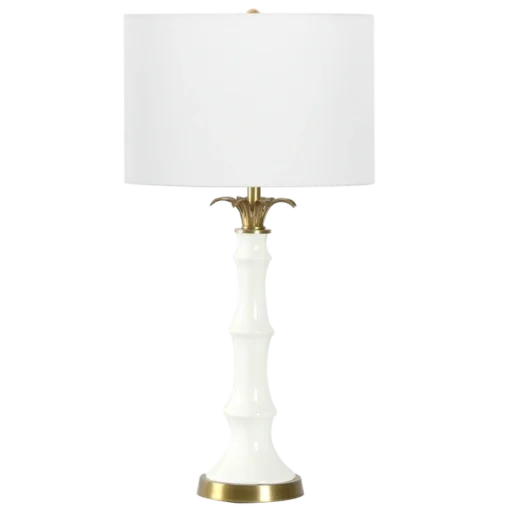 Loboc table lamp ceramic, white base, brass metal details, stylish, unique