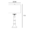 Loboc table lamp ceramic, white base, brass, metal details, stylish, dimensions