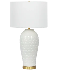 Murcia table lamp glossy white ceramic base, metal details, beautiful