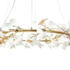 PENDING LAMP gold frame, flower petal shaped lampshades, glamour style 105 cm