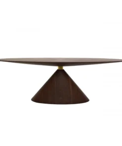 Oval dining table made of natural walnut wood, tapered base