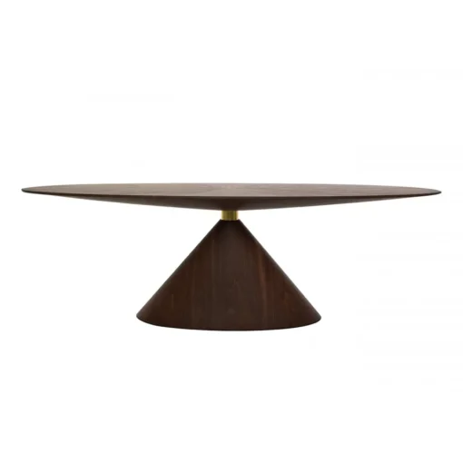 Oval dining table made of natural walnut wood, tapered base