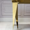 Rectangular dining table, white, marble top, gold legs, glamorous, sophisticated