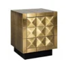 Rectangular nightstand, black and gold, 3 drawers, decorative front, glamour