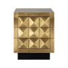 Rectangular nightstand, black and gold, 3 drawers, decorative front, glamour, auxiliary