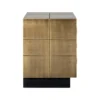 Rectangular nightstand, black and gold, 3 drawers, decorative front, glamour, unique