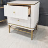 NIGHT TABLE fluted, white and gold, synthetic marble top, glamour style, beautiful