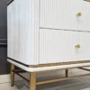 NIGHT TABLE fluted, white and gold, synthetic marble top, glamour style, unique