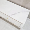 RTV BOARD white fluted, gold metal details, sintered stone top, glamorous, exclusive