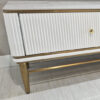 RTV BOARD white fluted, gold metal details, sintered stone top, glamorous, beautiful