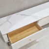 RTV BOARD white fluted, gold metal details, sintered stone top, glamour, unique