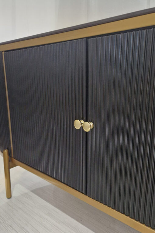 RTV BOARD black and gold, fluted finish, sintered stone top, modern, glamorous, exclusive