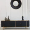 RTV BOARD black and gold, fluted finish, sintered stone top, modern, glamorous, beautiful