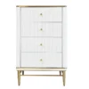 RIVERED CUPBOARD with 4 drawers, white and gold, synthetic marble top, glamour