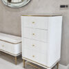 FIRE RIVER BOARD with 4 drawers, white and gold, synthetic marble top, glamour, beautiful