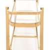 Bar side table on wheels, two-tier, gold metal frame, glass tops, glamour-1