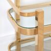 Bar side table on wheels, two-tier, gold metal frame, glass tops, glamour-2