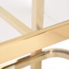Bar side table on wheels, two-tier, gold metal frame, glass tops, glamour-4