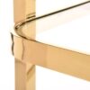 Bar side table on wheels, two-tier, gold metal frame, glass tops, glamour-7