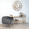 Bar side table on wheels, two-tier, gold metal frame, glass tops, glamour, modern