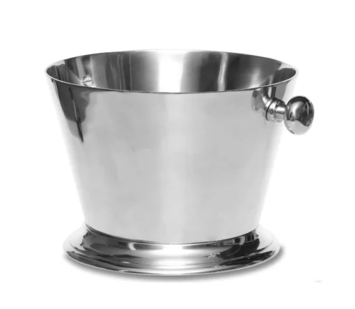 COOLER in silver aluminum, for champagne, decorative handles, round, classic style