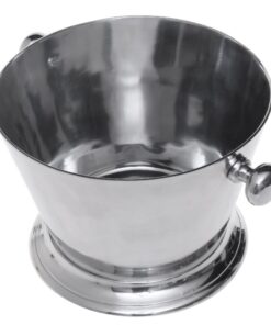 COOLER in silver aluminum, for champagne, decorative handles, round, classic style, beautiful