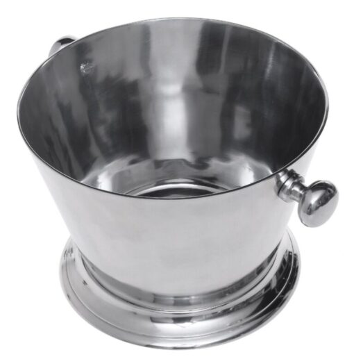 COOLER in silver aluminum, for champagne, decorative handles, round, classic style, beautiful