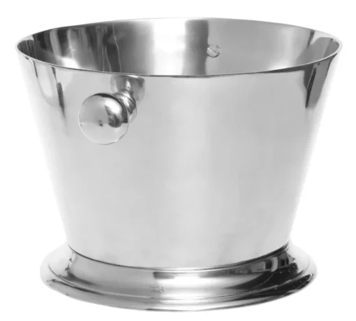 COOLER in silver aluminum, for champagne, decorative handles, round, classic style, unique