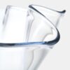 LARGE glass bowl, transparent, round with crinkled rim, hand-molded, modern, contemporary