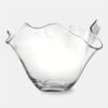 LARGE glass bowl, transparent, round with crinkled rim, hand formed, modern, beautiful