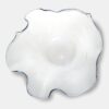 LARGE glass bowl, transparent, round with crinkled rim, hand formed, modern, unique